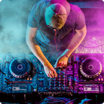 DJ Spinning with Mixing Equipment